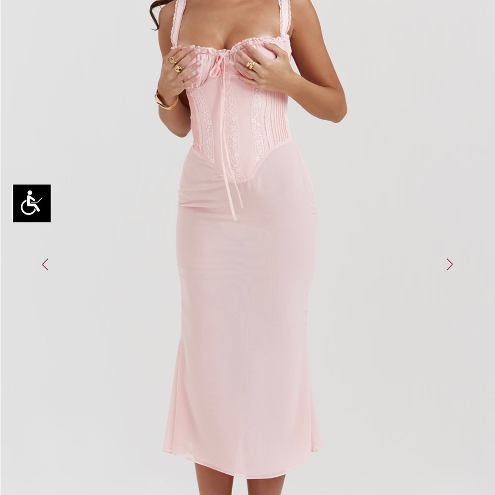 Elegant Pink Lace Corset Dress